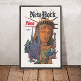 Affiche de voyage New York, Fly TWA par David Klein, 1970 