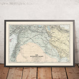 Antica mappa ottomana della Valle dell’Eufrate di Stanford, 1904: Aleppo, Damasco, Baghdad, Mosul, Kurdistan 