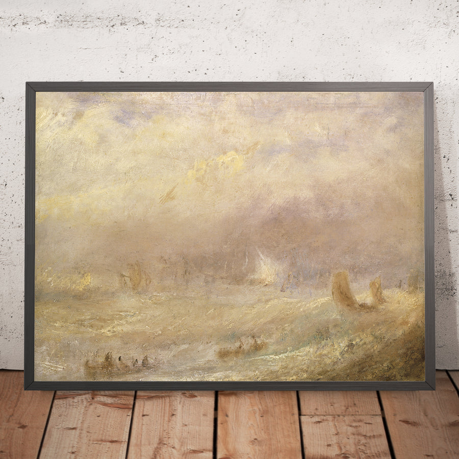 A framed image of A View of Deal by Turner, 1802