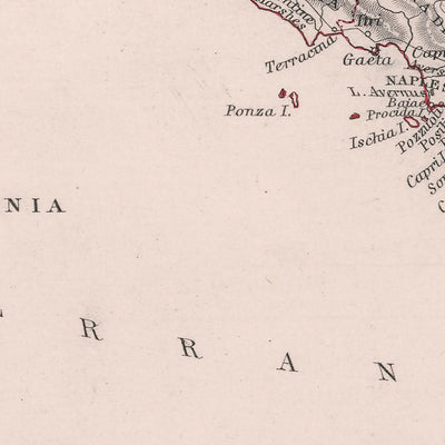 Alte Karte von Napoleons Invasion von Neapel in Süditalien, 1806: Rom, Elba, Sizilien, Kalabrien 
