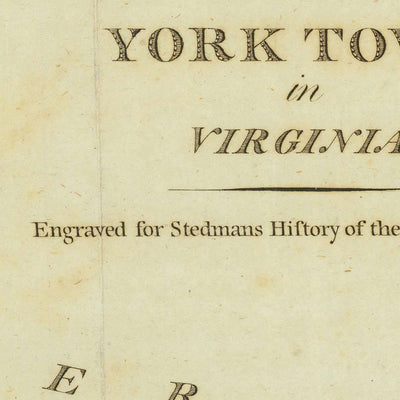 Ancienne carte militaire du siège de Yorktown par Stedman, 1793 : Virginie, Gloucester, redoutes 9 et 10, flotte française, Washington 
