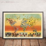 Klimatische Karte der Welt, 1893: Verteilung der menschlichen Rassen, Tiere und Vegetation von Yaggy 