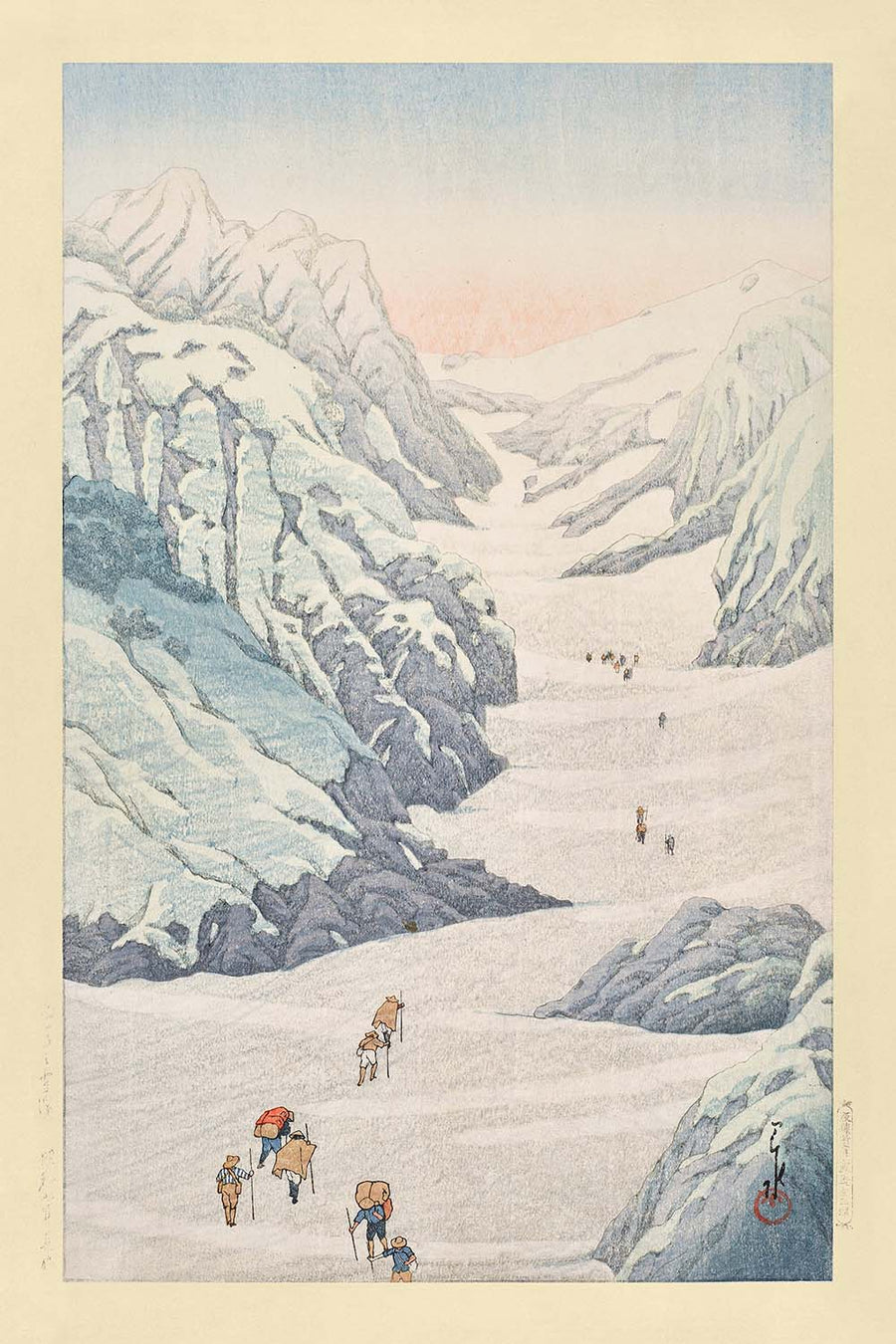 Snow Valley Climbers on Mt. Shirouma by Hasui Kawase, 1935
