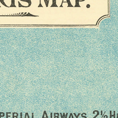 Old Route Map of London to Paris by Air, 1928: Imperial Airways, Croydon, Handley Page Biplane