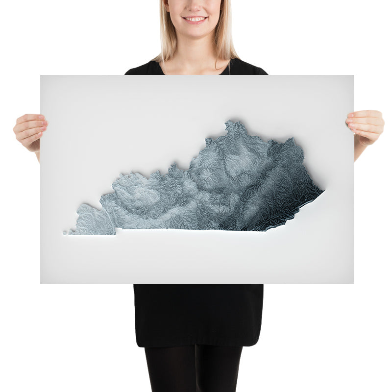 Carte topographique en relief 3D du Kentucky 