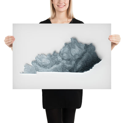 Carte topographique en relief 3D du Kentucky 