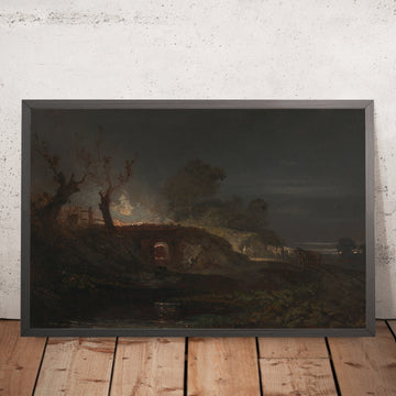 A framed image of Limekiln at Coalbrookdale by Turner, 1797