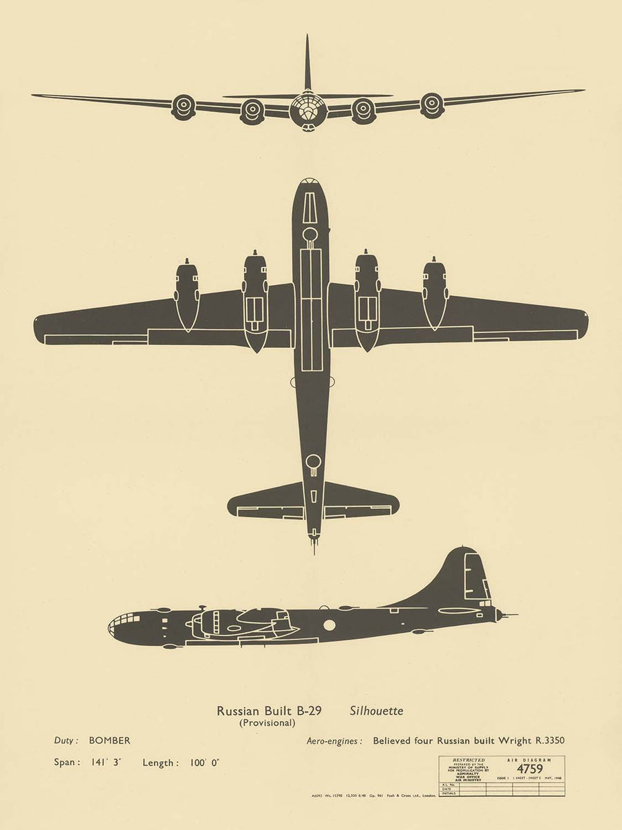 Tupolev Tu-4 (B-29 russo): Tabella di identificazione degli aerei sovietici della Guerra Fredda, 1948 