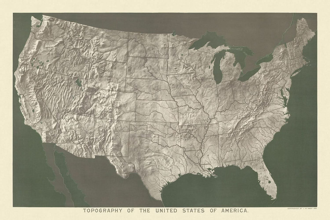 Topographie des États-Unis d'Amérique par Yaggy, 1893 