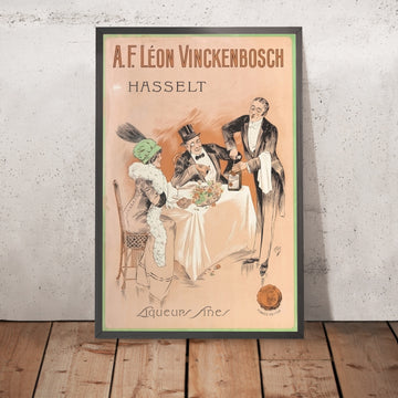 A framed image of A.F. Léon Vinckenbosch Vintage Liqueur Poster by Romeo Dumoulin, 1920