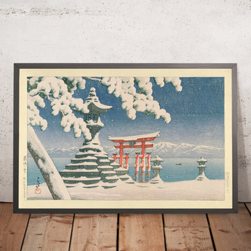 Un’immagine incorniciata di Snow at Miyajima di Hasui Kawase, 1935