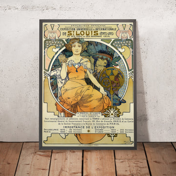 A framed image of St. Louis Exposition Poster by Alphonse Mucha, 1903