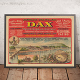Affiche de voyage Dax : Station thermale et hivernale par Chemins de Fer d’Orléans et du Midi, 1890 