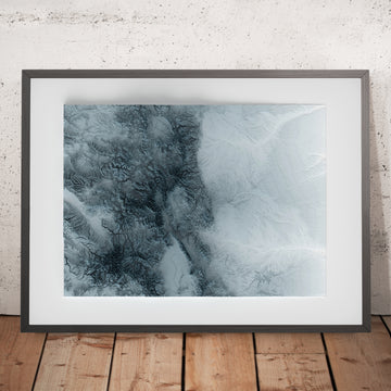 Una imagen enmarcada de un mapa topográfico en relieve de estilo 3D de Colorado