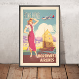 Manifesto di viaggio di Hong Kong di Northwest Airlines, 1950 