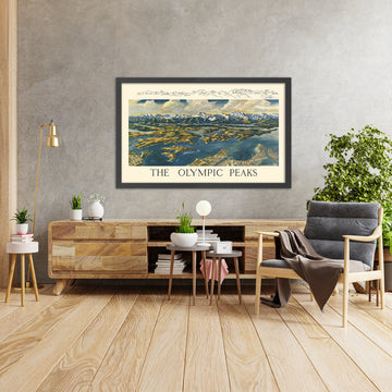 Carte ancienne des sommets olympiques et de Puget Sound par Dippolito, 1962 : Space Needle, Tacoma, Hood Canal, Bremerton, Vashon 