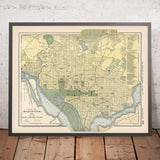 Mappa antica di Washington, D.C. di Appleton, 1891: Campidoglio, Casa Bianca, National Mall, Tidal Basin, Zoo Park 