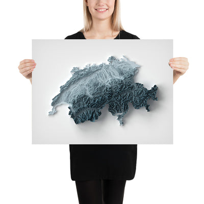 Carte topographique en relief 3D de la Suisse 