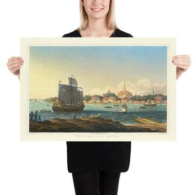 Primera vista de Bangkok por Henry Colburn, 1828 