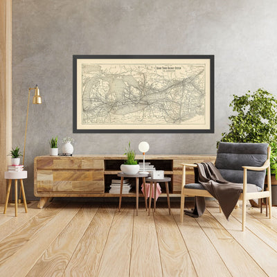 Old Map of the Grand Trunk Railway, 1898: Toronto, Chicago, Niagara Falls, Ontario, Quebec