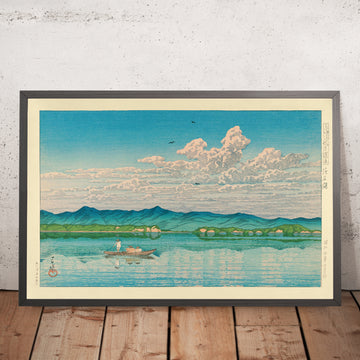 Una imagen enmarcada del lago Hamana por Hasui Kawase, 1935