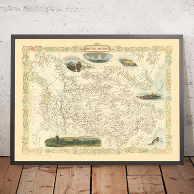 Alte Karte von Britisch-Amerika (Kanada) von Tallis, 1851: Montreal, Hudson's Bay Co., Fury & Hecla Strait 
