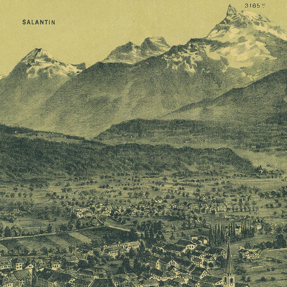 Bex-les-Bains Travel Poster: Rhonethal, Schweiz, 1890