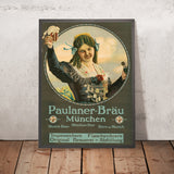 Paulaner-Bräu München Vintage Beer Poster by Henrique Moser, 1900