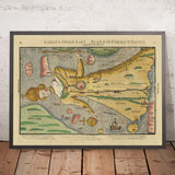 Old "Queen" Map of Europe by Bunting, 1616: Hapsburg Symbolism, Historical Allegory