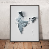 Carte topographique en relief 3D de l'Inde 