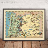 Pictorial Map of Oregon by Ruth Taylor White, 1935: Portland, Cascades, Timber, Columbia River, Coast