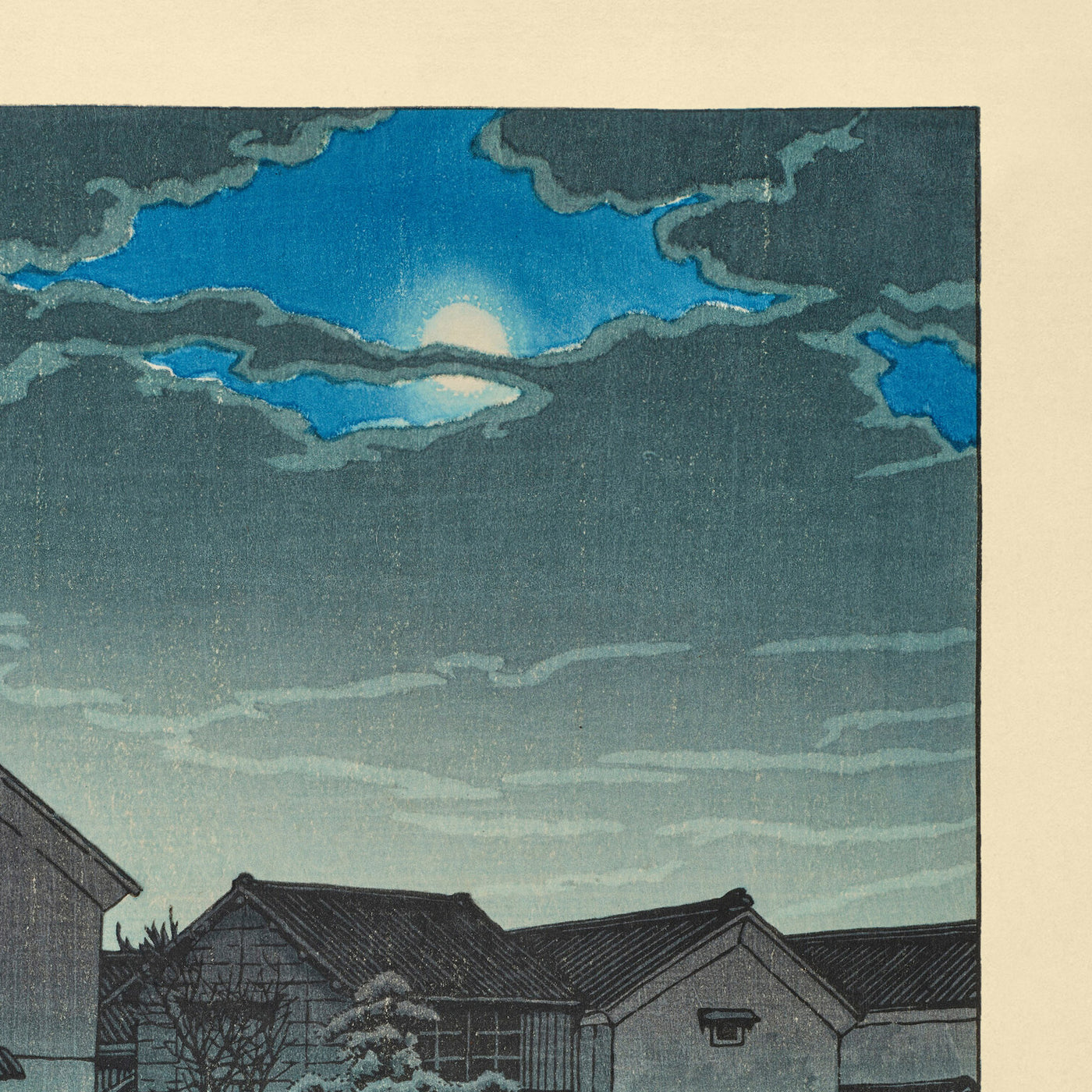 Luna brumosa en Matsue en Izumo por Hasui Kawase 1935 