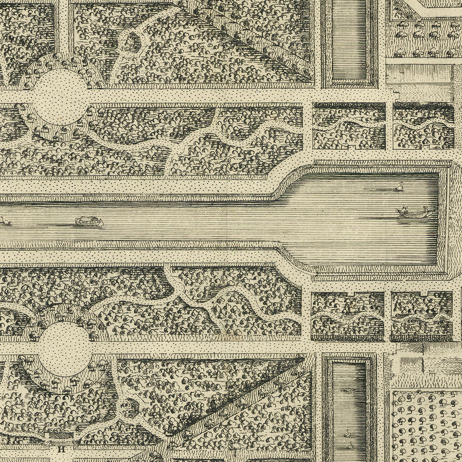 Wrest Park, la Casa e i Giardini del Duca di Kent di John Rocque, 1737 