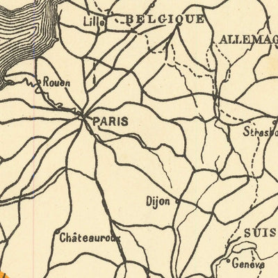 Ancienne carte des vins de Cognac par Bidoit, 1938 : Bordeaux, La Rochelle, classifications des crus, chemins de fer 