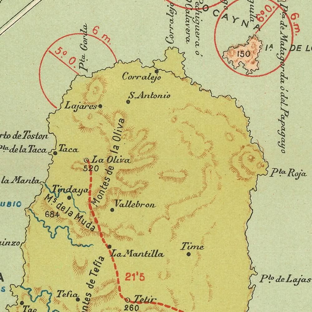 Alte Karte der Kanarischen Inseln von Chias, 1900: Gran Canaria, Lanzarote, Fuerteventura 