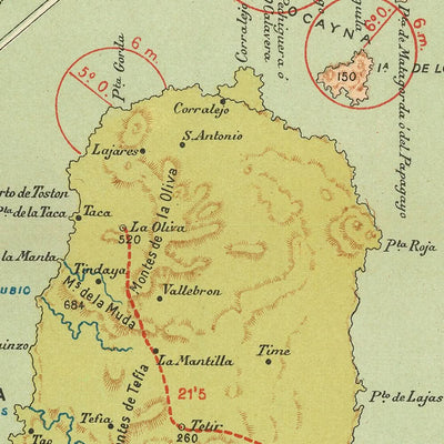 Alte Karte der Kanarischen Inseln von Chias, 1900: Gran Canaria, Lanzarote, Fuerteventura 