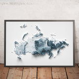 Mappa topografica in rilievo 3D della Russia 