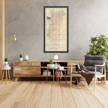 Vecchia mappa stradale rara del Portogallo, 1926: Lisbona, Porto, automobilismo, Vacuum Oil Company 