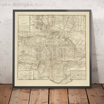 Old Map of Manchester by Laurent, 1793: Deansgate, Market St, Oxford Rd, Ancoats, London Rd
