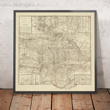 Antike Karte von Manchester von Laurent, 1793: Deansgate, Market St, Oxford Rd, Ancoats, London Rd 