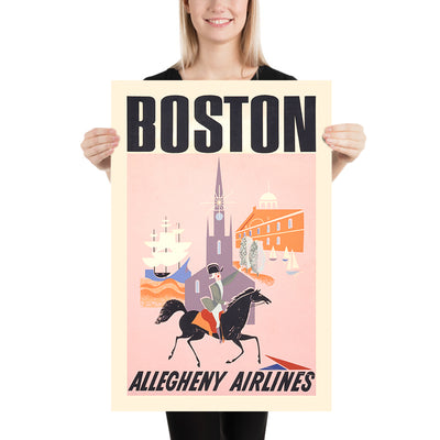 Boston Travel Poster by Allegheny Airlines, 1950