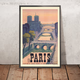 Affiche de voyage Paris : Notre-Dame et la Seine par Roger de Valerio, 1937 