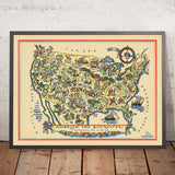 Antiguo mapa gastronómico de EE. UU., 1939: Gran Cinturón del Trigo, Cinturón del Maíz, Agricultura, etc. 
