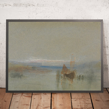 Ein gerahmtes Bild von Fishing Boats Becalmed off le Havre von Turner, 1800