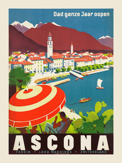 Ascona Travel Poster: Dad ganze Jaar oopen