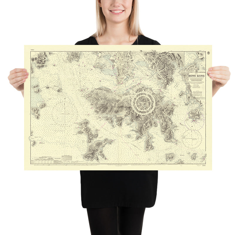 Old Hong Kong Nautical Chart by Belcher, 1953: Victoria Harbour, Kowloon Peninsula