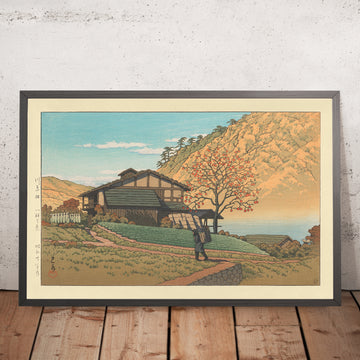 Una imagen enmarcada de Kawarahata en Gunma de Hasui Kawase, 1935