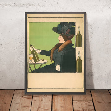A framed image of Beck’s Key Beer Vintage Beer Poster by Hans Unger, 1897