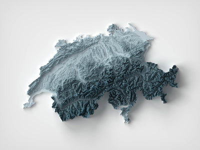Carte topographique en relief 3D de la Suisse 