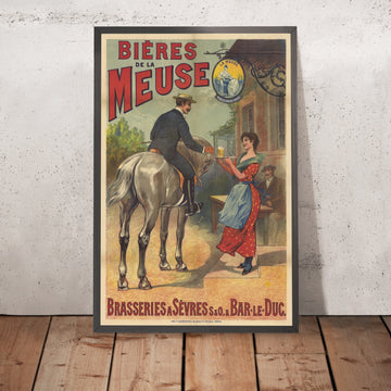 A framed image of Bières de la Meuse Vintage Beer Poster, 1898